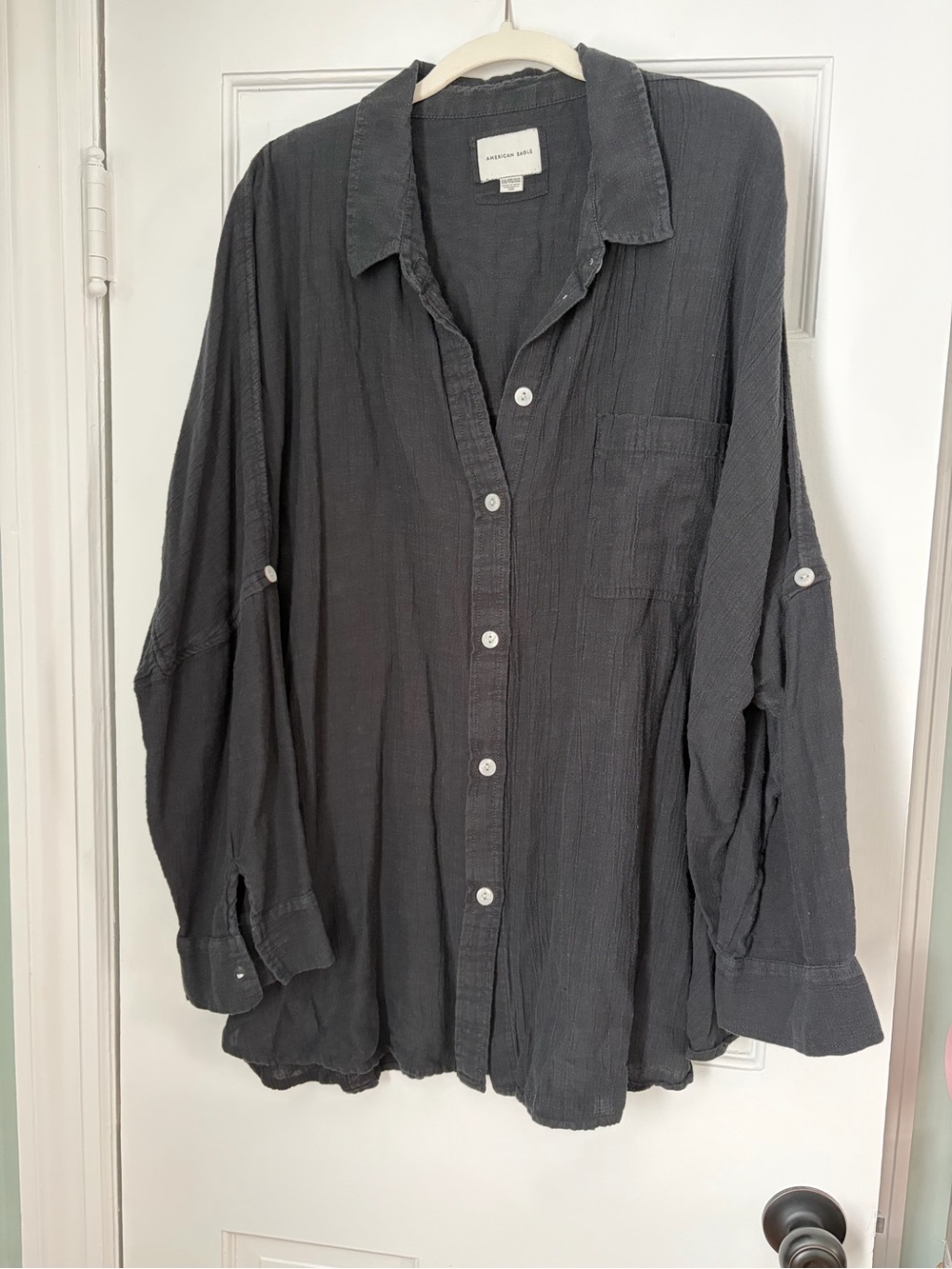 Relaxed Button-Down Shirt — Black